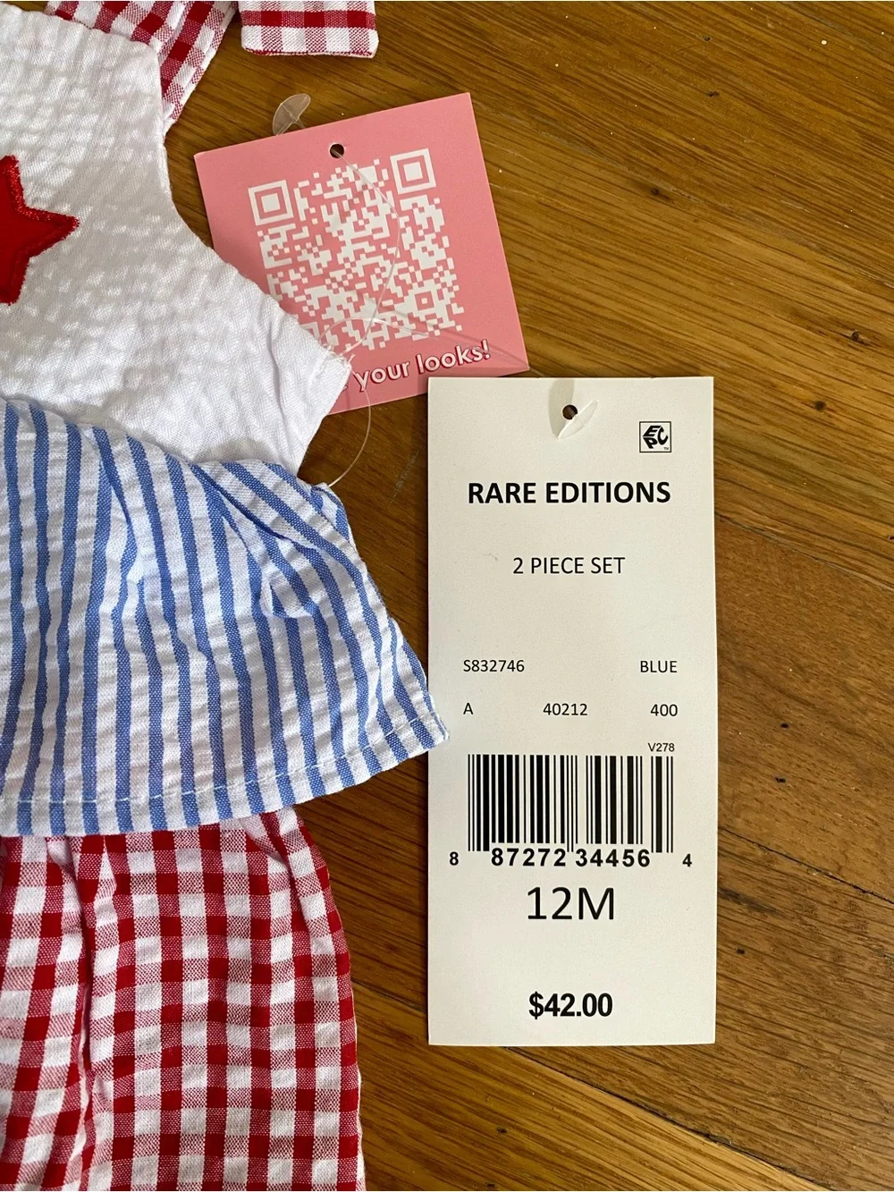 Rare Editions Baby Girl 2-Piece Patriotic Seersucker Set | NWT | 12M